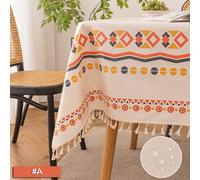 Nappe boho imperméable Coton rectangulaire lavable Couverture de table de jardin, Couleur : A#, Taille : 140*200cm