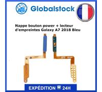 Nappe Bouton Power+Lecteur D'empreintes Pour Samsunggalaxy A7 2018 (A750f) Bleu