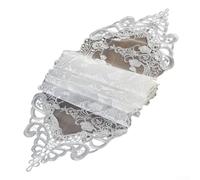 Nappe brodée en dentelle blanche transparente avec motif végétal pour décoration de Noël, mariage, maison, hôtel (26 x 150 cm)