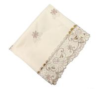 Nappe brodée en dentelle florale en tissu satiné blanc pour mariage, fête et célébration - Lavable (3# (4# (carré 57 x 117 cm)