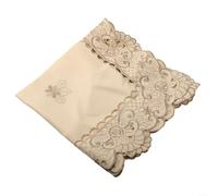 Nappe brodée en dentelle florale en tissu satiné blanc pour mariage, fête et célébration - Lavable (3# (carré 60 x 60 cm)