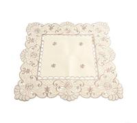 Nappe brodée en dentelle florale en tissu satiné blanc pour table de mariage, fête et célébration, et matériau lavable (3# (1# (carré 40 x 40 cm)