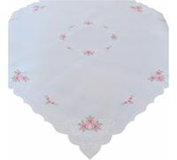 Nappe Broderie Roses Fleurs Printemps Chemin de table 110 x 110 cm