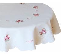 Nappe Broderie Roses Fleurs Printemps Chemin de table 160 cm rond
