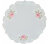 Nappe Broderie Roses Fleurs Printemps Chemin de table 30 cm rond