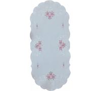 Nappe Broderie Roses Fleurs Printemps Chemin de table 40 x 90 cm ovale