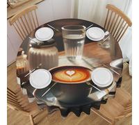 Nappe Café Expresso Crème Beige Brillant sur Bistro Couverture De Table Lavable Réutilisable Nappe De Table pour Événements Décoration Salle À Manger 152Cm