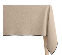 Nappe carré 100% coton lavé 160x160 cm HONO beige sable finition point bourdon