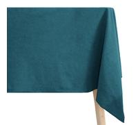 Nappe carré 100% coton lavé 160x160 cm HONO bleu canard finition point bourdon