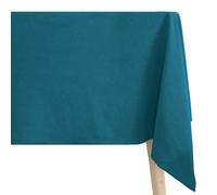 Nappe carré 100% coton lavé 160x160 cm HONO bleu lagon finition point bourdon