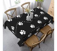 Nappe Carrée 140x140 cm Motif Empreinte de Patte de Chat 3D Nappe de Table Noir Blanc Tissu Polyester Anti-Taches pour Intérieur Extérieur Jardin Cuisine et Fête 2984v