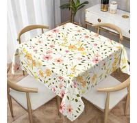 Nappe Carrée 140x140 cm Motif Floral Printanier, Nappe de Table Anti Tache Imperméable Lavable Fleurs Sauvages et Feuilles pour Balcon Table Basse Petite Table Cuisine Jardin Terrasse Décoration Y-2
