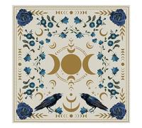 Nappe carrée 75 x 75 cm, décoration d'intérieur Oracle Card, nappe sur le thème du tarot, linge décoratif, tissu avec table carrée couverte de lune mystique pour décoration d'intérieur, impression