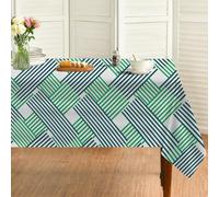 Nappe Carrée Bleu Vert 120x120 cm, Moderne Géométrique Texture Tissée,Nappe Anti Tache Impermeable, pour Mariage, Décoration de Table, Jardin, Fête, Anniversaire, Noël, Conférences, Foires A217