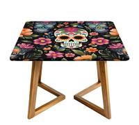 Nappe carrée Day of the Dead avec bords élastiques Motif tête de mort Fleur 170 cm