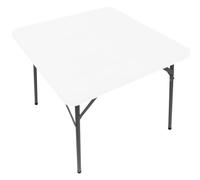 Nappe carrée de 85 x 85 cm avec bord élastique en polyester doux pour intérieur et extérieur, fête, pique-nique, mariage, terrasse, protection de table durable (blanc)