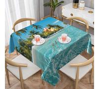 Nappe carrée de sable de plage 145 x 145 cm Hawaï pour intérieur et extérieur - Lavable - Pour cuisine, mariage, restaurant, buffet, fête
