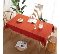 Nappe carrée en coton Rouge 120 x 120 cm Couleur unie Idéal pour les fêtes, événements, table à manger Décoration et linge de table facile à nettoyer