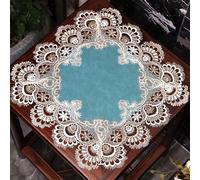 Nappe carrée en Cuir, napperon en Dentelle macramé, imperméable, antidérapante et Facile à Nettoyer, idéale pour l'intérieur et l'extérieur (Cuisine, Salle à Manger), Verte - A 60 x 60 cm