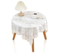 Nappe Carrée en Dentelle, Nappe De Table Nappe Rectangulaire Nappe Dentelle Blanche Nappes Oblong Broderie Élégante Motif Floral Home Nappes (120 * 120cm)