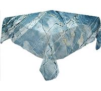 Nappe carrée en marbre, image exquise de roche de nature, adaptée pour restaurant, pique-nique, salle à manger intérieure et extérieure, 170 x 170 cm, bleu clair