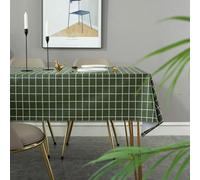 Nappe carrée en plastique - 110 x 110 cm - Vert - Motif à carreaux - Résistante aux taches - Pour salle à manger, fête, événement - Facile à nettoyer - Protection de table