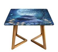 Nappe carrée Galaxy Moon avec bords élastiques - Housse de table ajustée - Imperméable - Pour salle à manger, mariage, fête, pique-nique - 120 cm