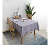 Nappe carrée grise facile à nettoyer 120 x 180 cm - Protection de table en coton de couleur pure pour grandes tables basses en verre - Élégante nappe de table de salle à manger et décoration