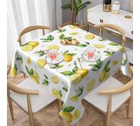 Nappe carrée imperméable 150x150 cm - Nappe carrée en Tissu Non tissé avec enduction -Citron d'été Modèle - Réutilisable et Facile d'entretien pour l'intérieur et l'extérieur