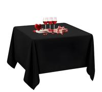 Nappe carrée noire en polyester, 54 x 54 pouces, nappe de haute qualité en lin, nappe en tissu lavable pour table à manger, banquet, mariage, Noël, anniversaire, fêtes, 1 pièce
