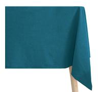 Nappe carrée rectangulaire 100% coton lavé 160x200 cm HONO bleu lagon finition point bourdon