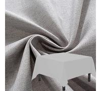 Nappe carrée résistante à l'eau et à l'huile - 260 x 260 cm - Aspect lin gris - Anti-déversement - Parfaite pour les petites et grandes tables - Vert, beige, bordeaux, bleu