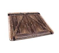 Nappe carrée rustique, porte de grange en bois dans la pierre, image de ferme, design vintage, impression d'architecture rurale, bord élastique, pour restauration et cuisine, convient pour table