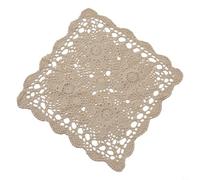 Nappe carrée vintage en dentelle de coton avec motif floral ajouré, fait à la main pour table à manger, café, restaurant ou librairie, lavable, style campagnard (comme indiqué, beige, 40 cm)
