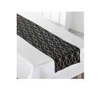 Nappe & Chemin de Table "Elipsa" 140x250cm Blanc & Noir Noir G