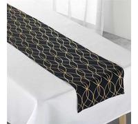 Nappe & Chemin de Table "Elipsa" 140x250cm Blanc & Noir Noir G