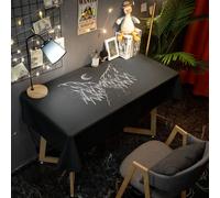 Nappe Chemin De Table Nappe Rectangulaire Set De Table Nappe De Maison Rectangulaire, Imperméable Et Brûlante, Avec Illustration D'art Noir, Facile À Laver, Pour Dortoir Noir