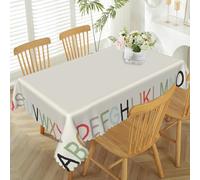 Nappe Colorful ABC English Letters Bordered Nappes Anti Tache Tablecloth Déperlante Nappe De Table pour Jardin Salle À Manger Dîners 137X183CM