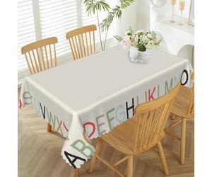 Nappe Colorful ABC English Letters Bordered Nappes Anti Tache Tablecloth Déperlante Nappe De Table pour Jardin Salle À Manger Dîners 137X183CM
