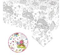 Nappe Coloriage Licorne, 137x274cm Nappe à Colorier pour Enfants, Poster Géant avec Feutres de Coloriage, Table en Papier pour Filles Garçons Fête Anniversaire