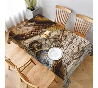 Nappe Compass and Old Wor-LD Map Printed Nappes Rectangle Tablecloth Décoration Nappes pour Pique-Niques Dîners Jardin 137X183CM