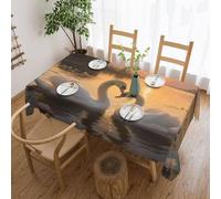 Nappe Couple Au Coucher du Soleil Au Lac des Cygnes Couverture De Table Décoration Nappes Rectangle Nappes pour Salle À Manger Jardin Fête 137X183Cm