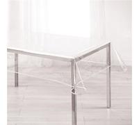 Nappe cristal rectangle 140 x 240 cm pvc uni 15/100e garden/biais Blanc Blanc G
