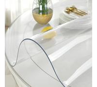 Nappe Cristal Transparent Ronde 1.5 mm épaisse Protection de Table Ronde Transparente PVC Film de Table Transparent Facile à Nettoyer(Transparent,140 cm)