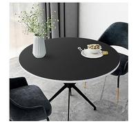 Nappe Cuir pour Table Ronde Anti Tache Tapis de Protection pour Table en Simili Cuir Imperméable Tapis de Table à Manger, Table Basse de Salon, Jardin, Patio, Extérieur, Épaisse 1.8MM(100 cm,Black)