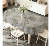 Nappe D’été Lavable Feuilles - Motif Formes Abstraites - Nappes de Minimaliste Naturel Imperméables Anti Tache Infroissables - Pour Fête Dîner de Famille Décoration de Table 150x300 cm Ovale AF76