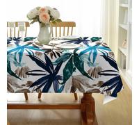 Nappe D’été Lavable Feuilles - Motif Traits Peints - Nappes de Tropical Épuré Imperméables Anti Tache Infroissables - Pour Fête Dîner de Famille Décoration de Table 150x200 cm Rectangulaire AF39