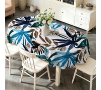 Nappe D’été Lavable Feuilles Tropicales - Motif Traits Peints - Nappes de Tropical Épuré Imperméables Anti Tache Infroissables - Pour Fête Dîner de Famille Décoration de Table 140x180 cm Ovale AF39
