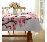 Nappe D’été Lavable Fleurs De Pêcher - Motif Aquarelle - Nappes de Printemps Art Imperméables Anti Tache Infroissables - Pour Fête Dîner de Famille Décoration de Table 150x200 cm Rectangulaire QW33