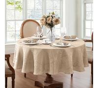 Nappe damassée Elrene, Polyester, Taupe, 60" X 84" Oval